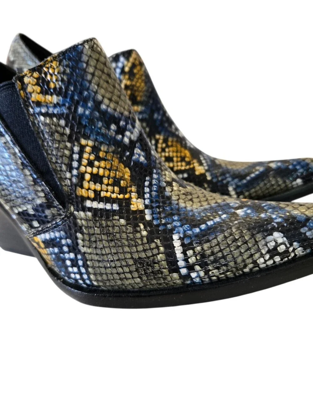 🔥🐍 Jeffrey Campbell Snake Print Western Ankle Booties Heels 🐍🔥Size 8.5 |